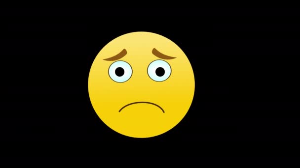 Emoji Triste Emoção Rosto Ícone Loop Movimento Gráficos Vídeo Fundo — Vídeo de Stock