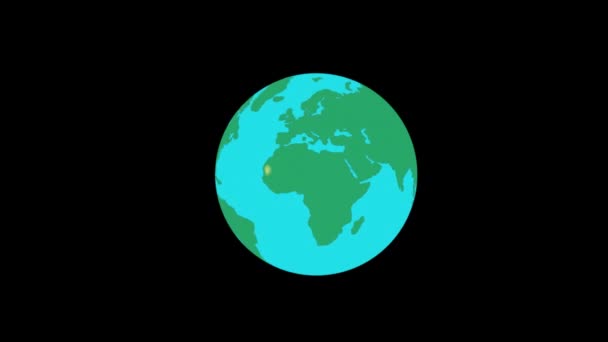 Globe Icon Animation Loop Motion Graphics Video Transparent Background Alpha — Stock Video