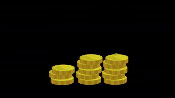 Dolar Monety Stos Ikona Animacja Pętla Ruch Grafika Wideo Przezroczyste — Wideo stockowe