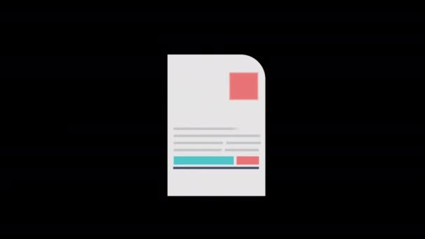 Kontrakt Dokument Ikon Animation Loop Rörelse Grafik Video Transparent Bakgrund — Stockvideo