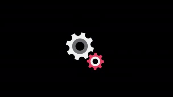 Cogwheel Gear Icoon Animatie Lus Motion Graphics Video Transparante Achtergrond — Stockvideo