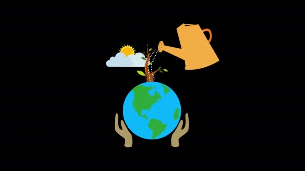 Ekologi Växande Växt Timelapse Växa Affärsidé Animation Loop Rörelse Grafik — Stockvideo