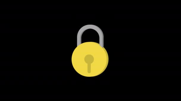 Lock Icon Animation Loop Motion Graphics Video Transparent Background Alpha — Stock Video