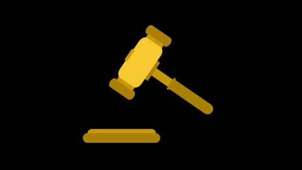 Justicia Martillo Juez Tribunal Ley Icono Animación Bucle Gráficos Movimiento — Vídeo de stock