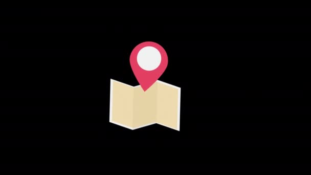 Pin Position Papierkarte Icon Animation Schleife Bewegungs Grafiken Video Transparenten — Stockvideo