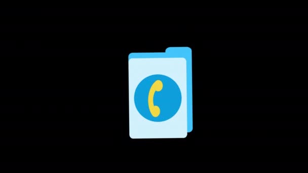 Telefon Bok Ikon Animation Loop Rörelse Grafik Video Transparent Bakgrund — Stockvideo