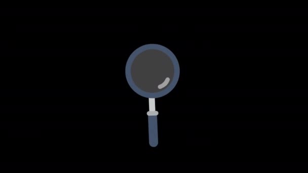Ikona Wyszukiwania Szkło Animacja Pętla Ruch Grafika Wideo Przezroczyste Tło — Wideo stockowe