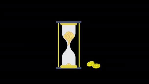 Tiempo Dinero Icono Reloj Arena Animación Bucle Gráficos Movimiento Vídeo — Vídeos de Stock