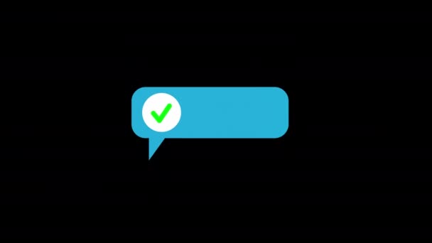 Chatbericht Bellenspraak Met Vinkje Animatie Lus Bewegende Graphics Video Transparante — Stockvideo