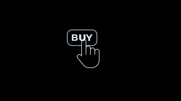 Натисніть Кнопку Купити Курсор Анімаційна Петля Руху Графіка Відео Прозорий — стокове відео