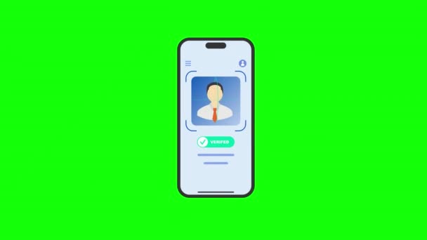 Распознавание Лица Иконка Мобильного Телефона Анимационная Петля Движения Графика Видео — стоковое видео