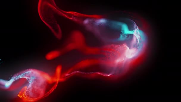 Abstract Splash Fluid Neon Particle Animatie Kleurrijke Digitale Deeltjes Achtergrond — Stockvideo