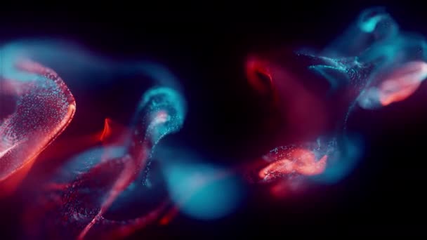Abstraktes Spritzen Fluid Neon Partikel Animation Bunte Digitale Partikel Hintergrundschleife — Stockvideo
