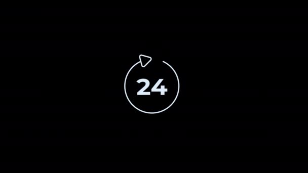 オンライン24時間サービスオープンアイコンアニメーションループモーショングラフィックスビデオアルファチャンネルと透明背景 — ストック動画