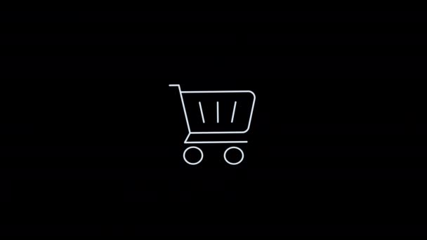 ショッピングカートアイコンアニメーションループモーショングラフィックスビデオアルファチャンネルで透明背景 — ストック動画