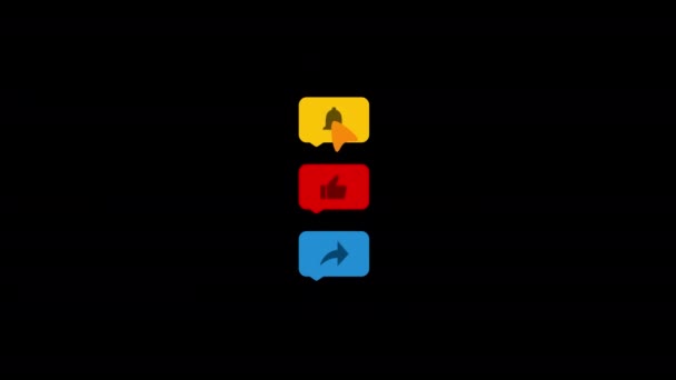 提醒和类似的共享按钮动画与鼠标光标透明背景与Alpha通道 — 图库视频影像