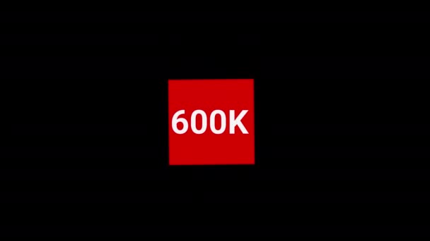 600K Subscribers Thank You Banner Subscribe Animation Transparent Background Alpha — Stock Video