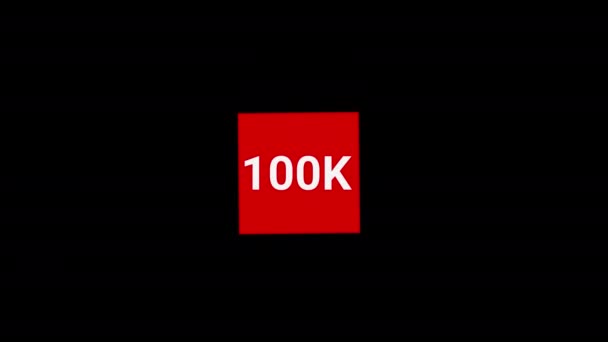 100K Előfizetők Köszönöm Banner Feliratkozás Animáció Átlátszó Háttér Alfa Csatorna — Stock videók