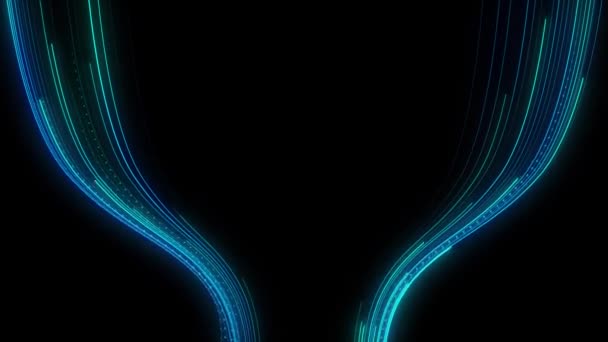 未来的な青色光ストリーク抽象的な高速線トレイル効果輝くデジタルファイバーインターネットデータハイテクコンセプトとアルファ — ストック動画