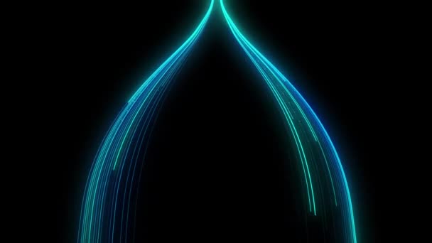 未来的な青色光ストリーク抽象的な高速線トレイル効果輝くデジタルファイバーインターネットデータハイテクコンセプトとアルファ — ストック動画