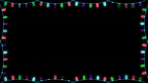 Lampadina Lampeggiante Cornice Stringa Bordo Con Copia Festa Spazio Natale — Video Stock