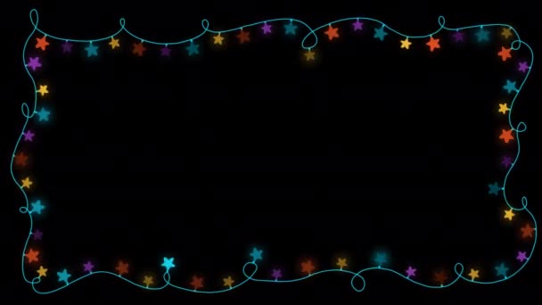 Žárovka Blikající Řetězec Rám Okraj Kopírovat Prostor Party Vánoce Nebo — Stock video