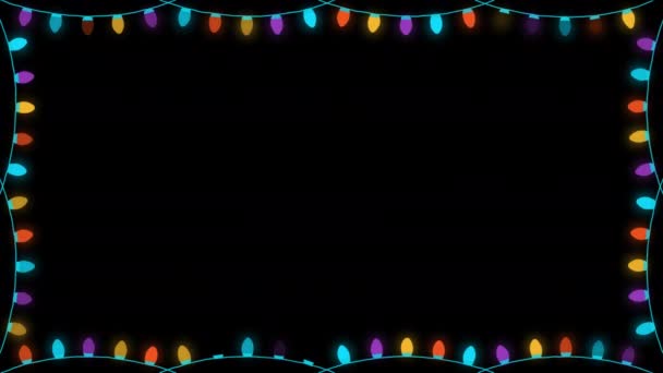 Žárovka Blikající Řetězec Rám Okraj Kopírovat Prostor Party Vánoce Nebo — Stock video