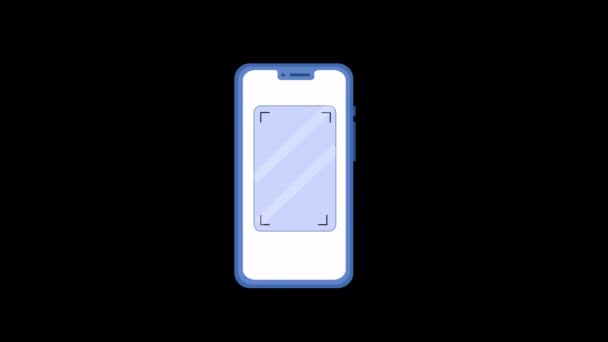 携帯電話の顔の安全確認ループアニメーションビデオアルファチャンネルと透明背景 — ストック動画