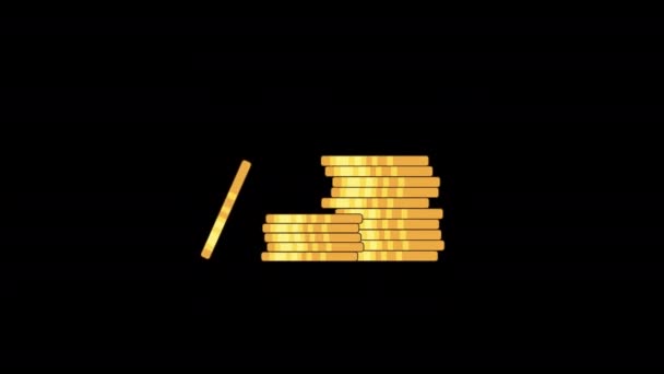 Coin Pile Stack Icon Loop Animazione Video Sfondo Trasparente Con — Video Stock