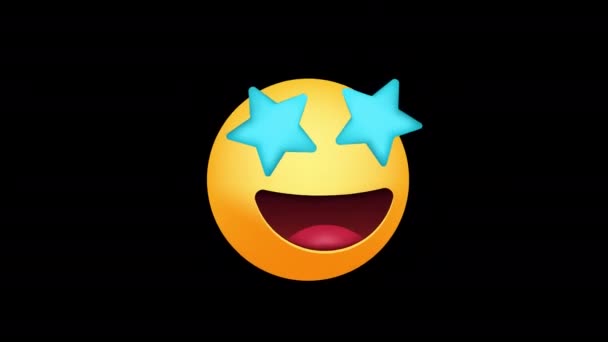 Happy Emoji Star Eye Loop Animatie Video Transparante Achtergrond Met — Stockvideo