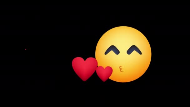 Baiser Sur Coeur Emoji Boucle Animation Vidéo Fond Transparent Avec — Video
