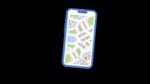 Вывод Местоположения Карты Мобильный Цикл Анимационное Видео Прозрачный Фон Альфа — стоковое видео