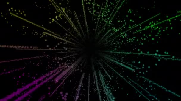 Іскри Швидкість Світла Струмки Неонові Сяючі Промені Зірки Русі Лінії — стокове відео