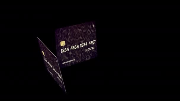 オンライン支払いのためのクレジットカード銀行カード現金引き出しアニメーションビデオアルファチャンネルと透明背景 — ストック動画