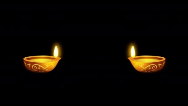 Lâmpada Diwali Sem Costura Loop Animação Vídeo Fundo Transparente Com — Vídeo de Stock