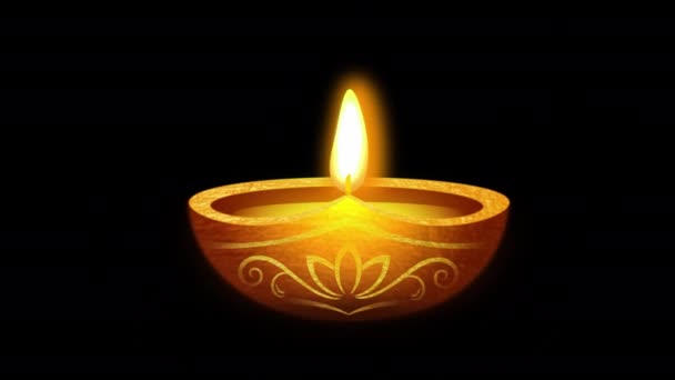 Diwali Lamp Naadloze Lus Animatie Video Transparante Achtergrond Met Alfa — Stockvideo