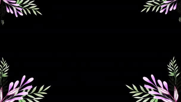 Wedding Titles Copy Space Text Animated Flower Leaf Wreath Floral — Stock Video