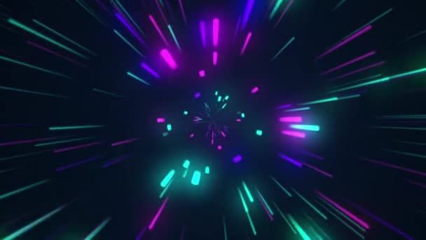 Colorato Futuristico Neon Astratto Luce Incandescente Tecnologia Retro Sfondo — Video Stock
