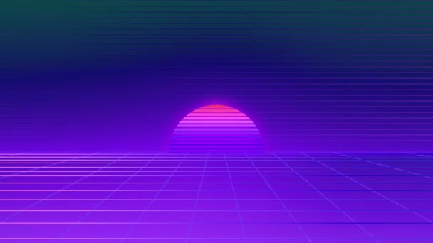 Retro Sci Hintergrund Futuristische Grid Landschaft Der 80Er Jahre Digital — Stockvideo