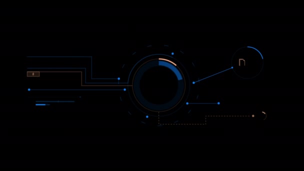 Högteknologiskt Futuristiskt Teknikgränssnitt Datum Hud Hologram Element Med Alfakanal — Stockvideo