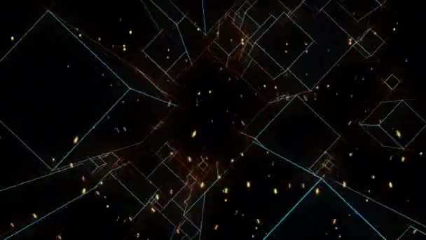 Абстрактний Куб Візерунок Рухається Технологічною Лінією Теми Вогні Тло — стокове відео