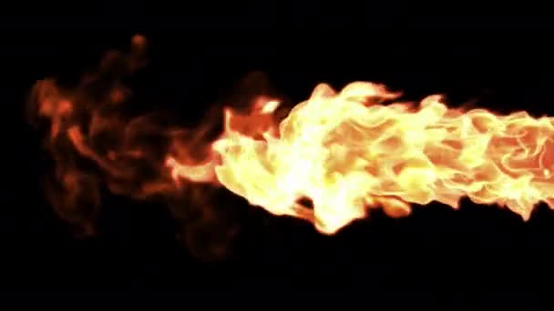 黒い背景に火のねじれと回転ループアニメーションの炎 — ストック動画