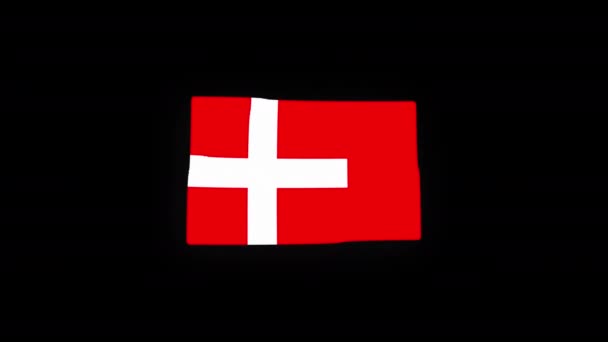 National Denmark Flag Country Icon Seamless Loop Animation Waving Alpha — Stock video