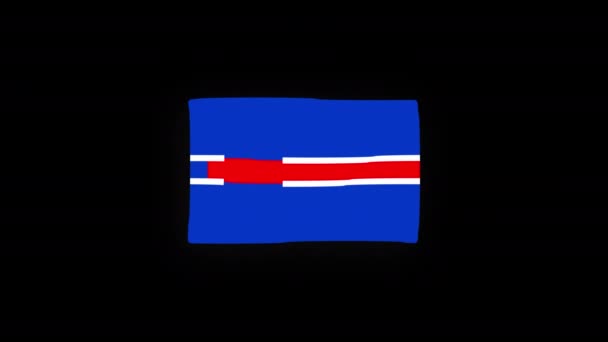 Ícone País Bandeira Islândia Nacional Animação Loop Sem Costura Acenando — Vídeo de Stock
