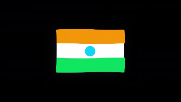 Ulusal Hindistan Bayrağı Ülke Simgesi Kusursuz Döngü Animasyonu Alpha Channel — Stok video