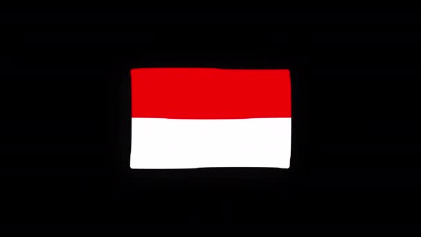 Nationaal Indonesië Vlag Land Pictogram Naadloze Lus Animatie Zwaaien Met — Stockvideo
