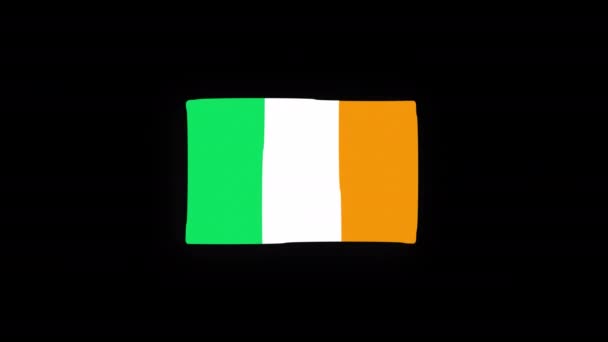 Icône Pays Drapeau National Irlande Animation Boucle Sans Couture Saluant — Video