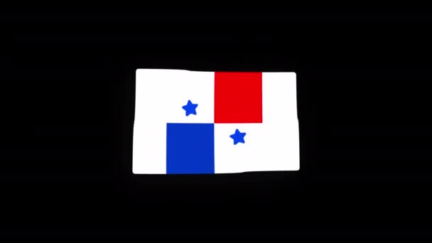 Национальный Флаг Панамы Икона Страны Бесшовный Цикл Анимации Машет Альфа — стоковое видео