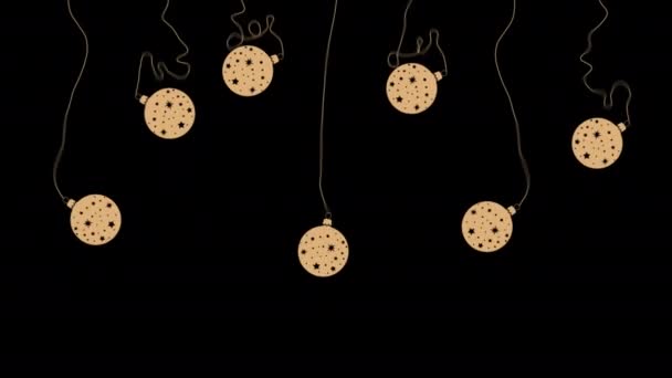 Noël Golden Ball Pendaison Élément Conception Ornement Animation Avec Canal — Video