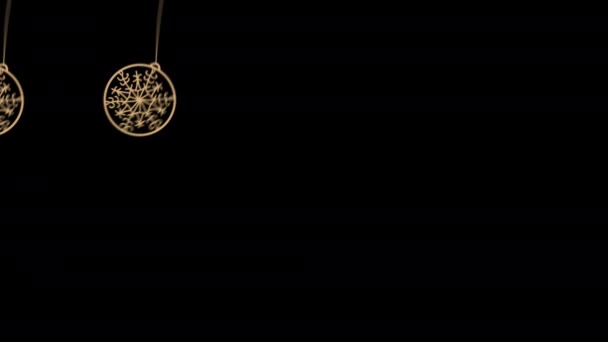 Kerstmis Gouden Bal Opknoping Design Element Ornament Animatie Met Alfa — Stockvideo